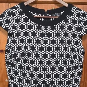 Tahari Arthur S Levine Black White Geometric Peplum Sheath Dress 8 4120M130